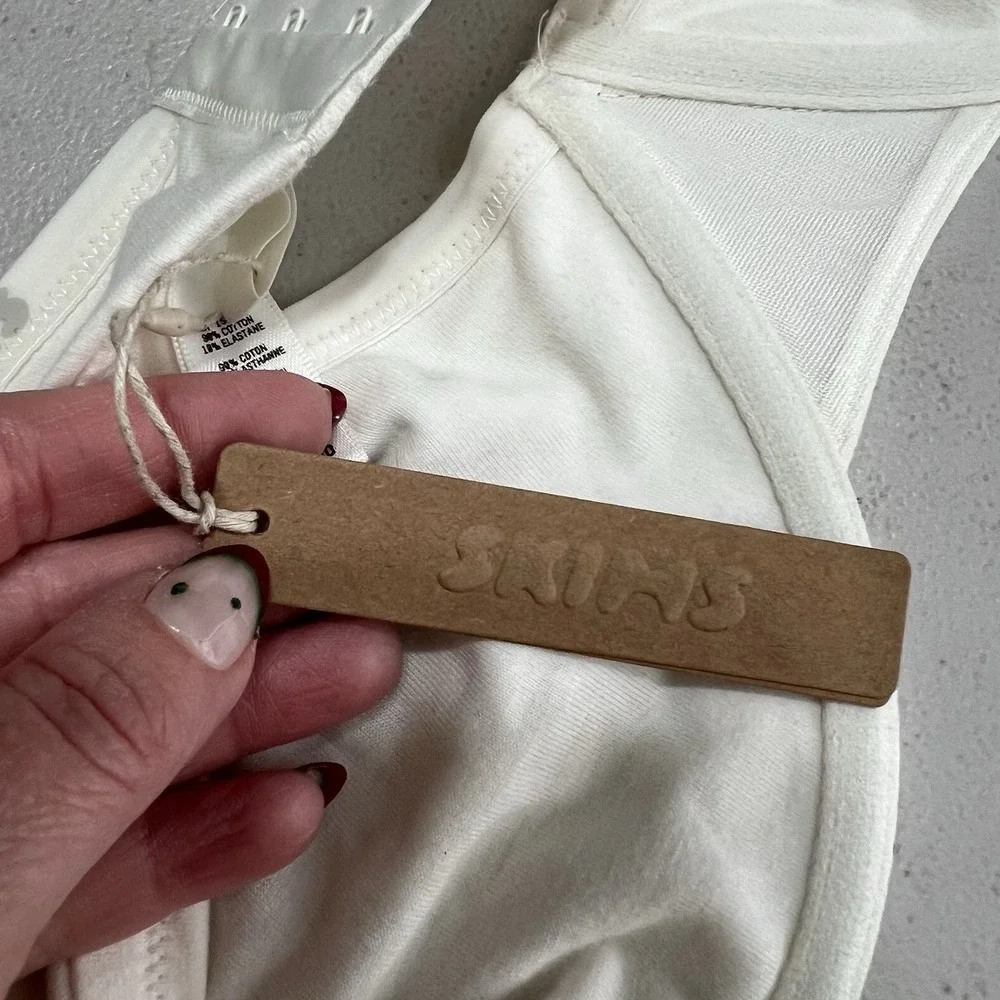 NEW! Skims Cotton Logo Underwire‎ Demi Bra Marble White 38DDDD Adjustable